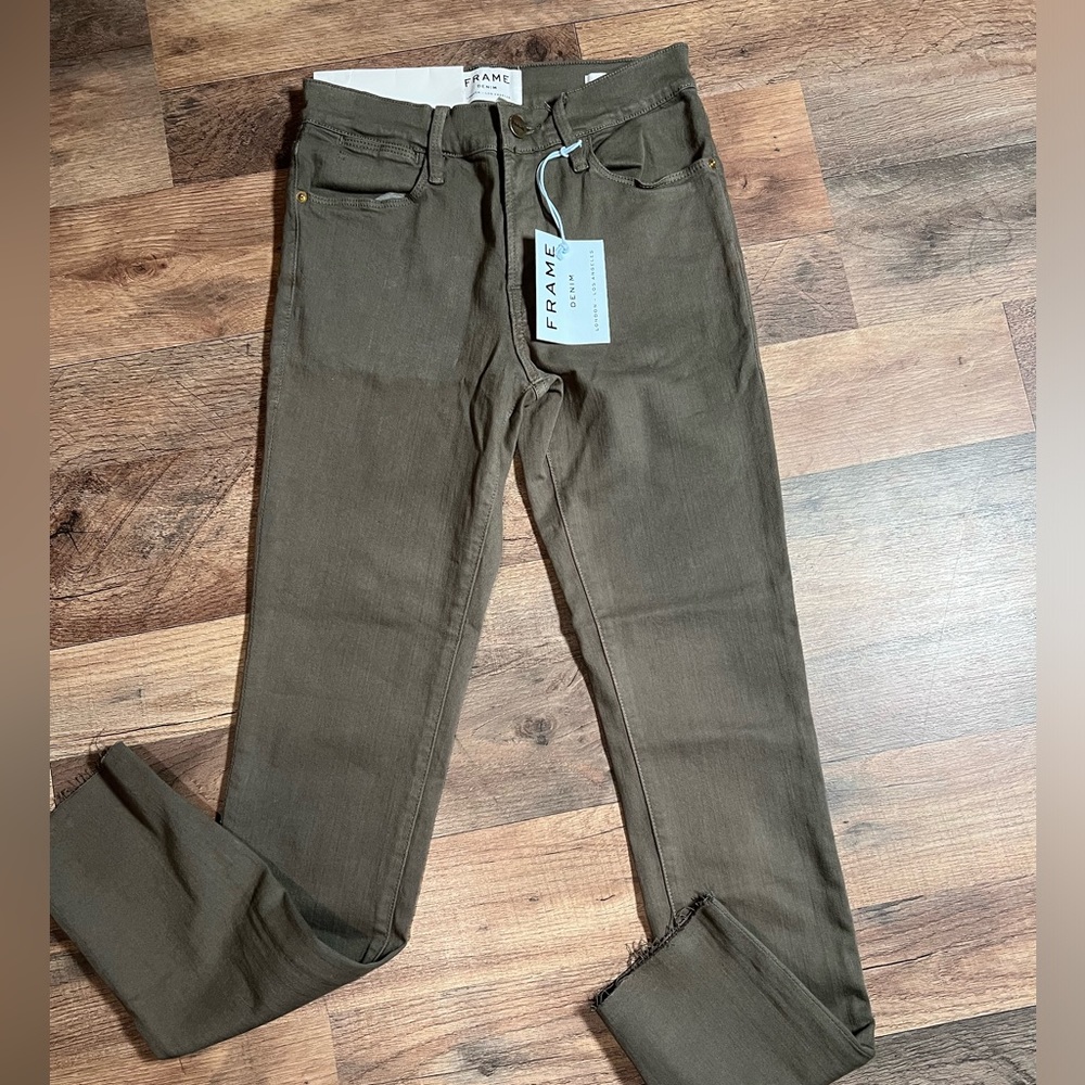 NWT Frame Le High Skinny‎ Army Green Pants- 25